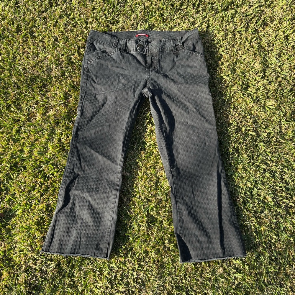 Unionbay embroidered striped low rise grey black pants